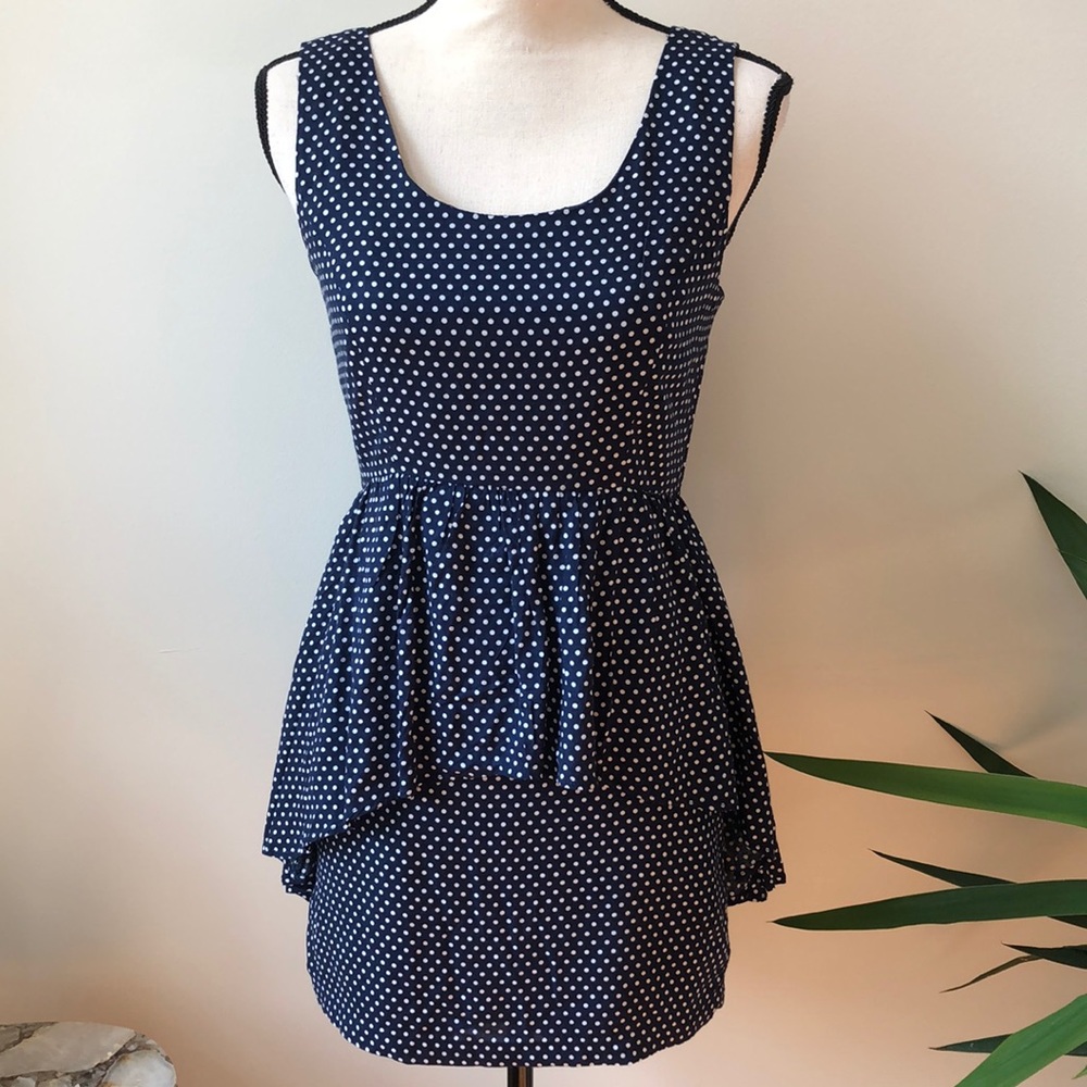 Forever 21 Navy Polka Dot Peplum Dress